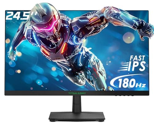 TITAN ARMY 24.5 Inch Gaming Monitor 180Hz, Fast IPS FHD 1080P Computer Monitor, 1ms, Adaptive Sync, HDR10, 118% sRGB, Frameless, HDMI 2.0, DisplayPort 1.4, VESA 100 * 100cm, FPS RTS Modes, P2510