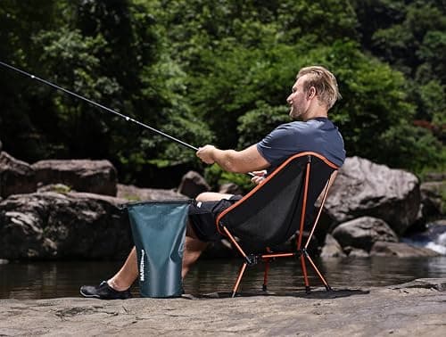 MARCHWAY Lightweight Folding Camping Chair, Portable Foldable Compact for Outdoor Camp, Travel, Beach, Picnic, Festival, Hiking, Backpacking, Supports 330Lbs (Orange) 7