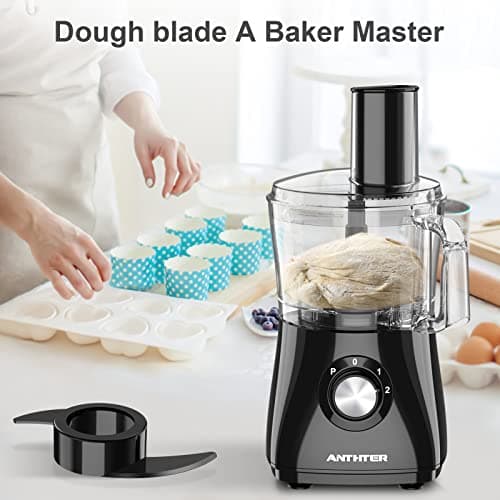 Anthter 600W Professional Food Processor - 7 Cups, Reversible Discs, Blades for Chopping, Slicing, Purees & Dough 6