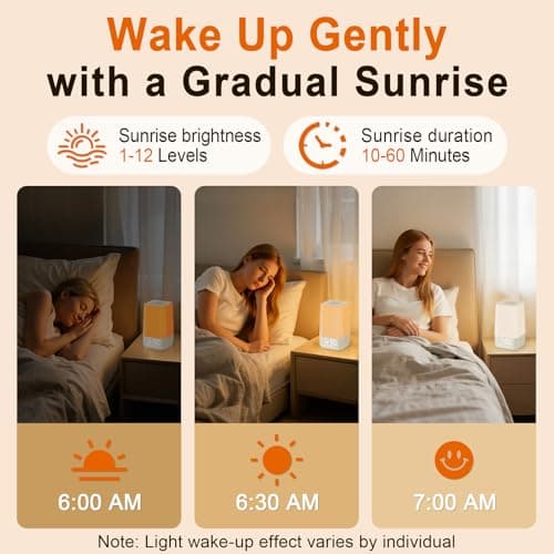 Wkzay White Noise Sound Machine: 30 Soothing Sounds, Sunrise Alarm Clock for Gentle Wake Up, Adjustable Volume & Night Light, Timer - Easy to Sleep, Relax, Focus 2