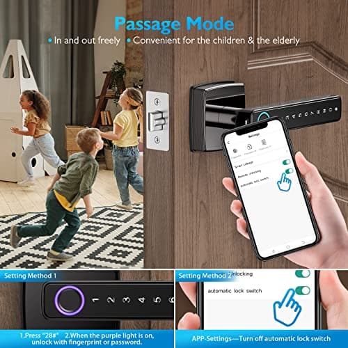 AppLoki Fingerprint Door Lock, Keyless Entry Door Lock with Bluetooth, Touchscreen Keypad Deadbolt Lock with Reversible Handle, App Control, Key, Code, Biometric Smart Lock for Home Bedroom Apartment 6