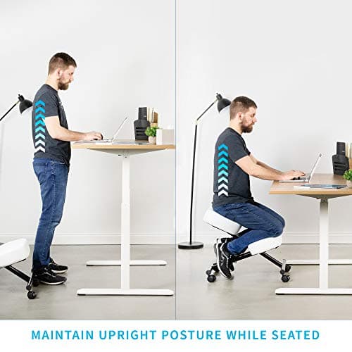 DRAGONN by VIVO Ergonomic Kneeling Chair, Adjustable Stool for Home and Office - Improve Your Posture with an Angled Seat - Thick Comfortable Cushions, White, DN-CH-K01W 8