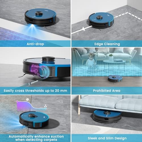 OKP L3 Robot Vacuum Self Emptying Station for 60 Days, LiDAR Navigation, 200Min,4000Pa Suction, 2.4G WiFi/App/Alexa Control, Robotic Vacuum for Pet Hair, Carpet, Floors,Blue 5