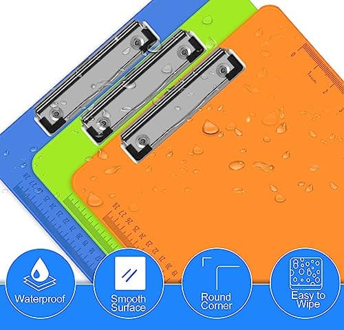 HERKKA 15 Pack Plastic Clipboards, Assorted Color, Low Profile, Standard A4 Letter Size 6