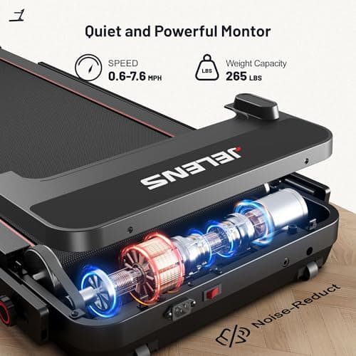 Treadmill with Desk Workstation, Walking Treadmill Pad, Portable Desk Treadmills for Home Small, Foldable Walking Pad with Handle Bar (Black) 6