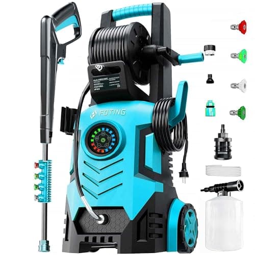 2026Upgraded Pressure Washer 5000PSI with Adjustable Touch Screen 8 Level, 34" Tall, 4 Quick Connect Nozzles,Inlet Hose&Filter&500mlFoam Cannon for Cars/Fences/Driveways/Home Cleaning,Navy Blue