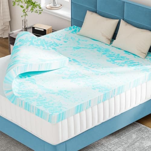 Sweetcrispy Mattress Topper King, 3 Inch Thick Memory Foam Gel Infused Cooling Toppers Pad for King Size Bed, Sleeper Sofa, RV, Camper, CertiPUR US Certified, Ventilated and Breathable