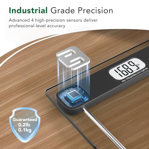 ZOETOUCH Scale for Body Weight, Accurate Bathroom Scales, Digital Weighing Machine for People, 400lb Capacity, LCD Display, Step-On Technology, Tempered Glass, Measuring Tape Included 5