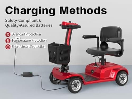 Heavy Duty Mobility Scooter for Seniors, Red,420 lbs Capacity -12.4 Miles Range 4 Wheel Electric Scooter with Seat, 20° Hill Climb, 300W Motor, Easy to Operate and Foldable 8