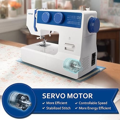 FEIYUE FYe310 Sewing Machine with Foot Pedal, Full Size, Heavy Duty & Portable, 6 Bobbins & 5 Included Sewing Feet 6