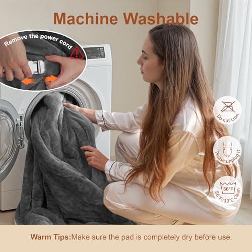 Electric Blanket Heated Full Size, Ultra-Soft 84" x 72" Heating Blankets, Fast, Even & Efficient Heating, 1-12 Hours Auto-Off and 6 Heatin Settings, UL Listed for Safety, Warm Gift for Grandma 7