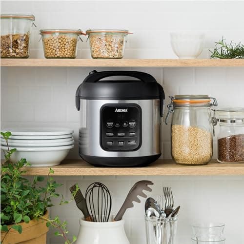 AROMA Digital Rice Cooker, 4-Cup (Uncooked) / 8-Cup (Cooked), Steamer, Multicooker, Slow Cooker, Oatmeal Cooker, Auto Keep Warm, 2 Qt, Stainless Steel Exterior 7
