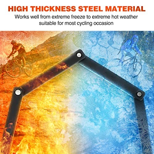 ValueMax Folding Bike Lock, Heavy Duty Anti Theft Secure Lock, with 2 Stainless Keys & Mounting Bracket for Bicycles/Motorcycles/Scooters/Collapsible Doors, Orange + Black Color 6