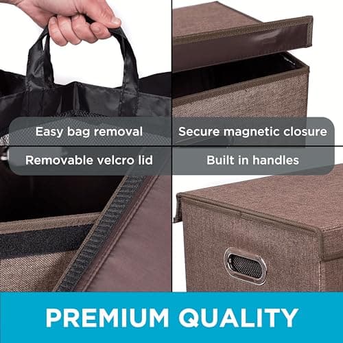 BIRDROCK HOME Laundry Hamper with Lid | Removable Bags for Sorting Clothes | Sectioned Laundry Basket for Bedroom & Bathroom | Collapsible Storage Bin with Cover | Double, Brown 6