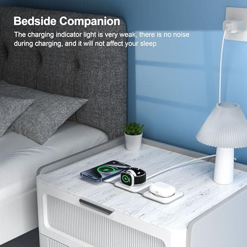 UCOMX 3 in 1 Charging Station for Multple Devices,Foldable 3 in 1 Wireless Charger for Travel,NANO Wireless Charging Station for iPhone17 16 15 14 13 12 Pro Max/Watch 10 9 8 7 6 5 4 3 Ultra/AirPod Pro 6