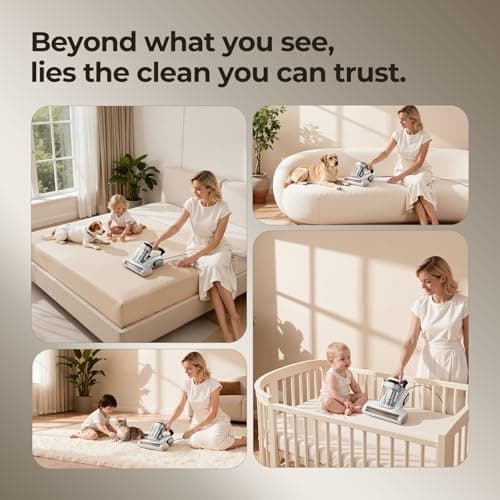 JIGOO Bed Vacuum Cleaner with Dust Sensor, Mattress Vacuum Cleaner with UV & Ultrasonic and High Heating, 13Kpa Suction 500W Powerful Double-Cup Handheld Vacuums (J300, Corded) 9