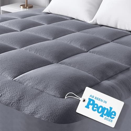 Ultra Soft Queen Size Mattress Topper - Viscose Made from Bamboo Pillow Top Mattress Pad for Back Pain Relief - Naturally Cooling for Hot Sleepers, Gray