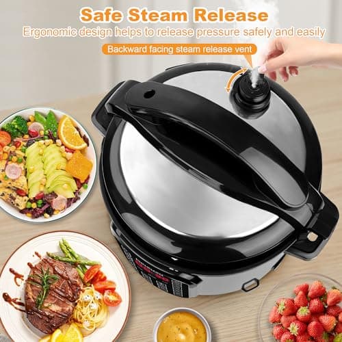Electric Pressure Cooker: 5 Quart 8-in-1 Multi-Functional Built-in 12 Presets Programs Pressure Pot, Multi Cooker, Slow Cooker, Rice Cooker, Steamer, Sauté, Yogurt Maker, Warmer & Sterilizer 6