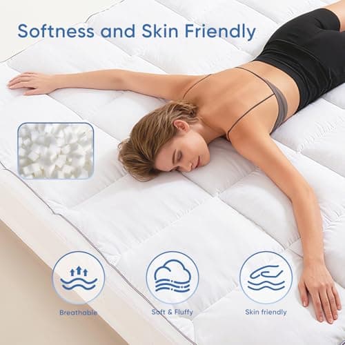 Memory Foam Queen Mattress Topper, Breathable & Skin-Friendly Queen Size Mattress Topper with Anchor Straps 7