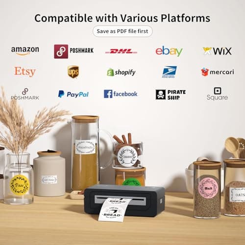 Gloryang Bluetooth Thermal Shipping Label Printer, 4X6 Inkless Label Machine for iOS, Android, Laptop, Wireless Printer for Small Business, Compatible with Amazon, UPS, Shopify, Black 5