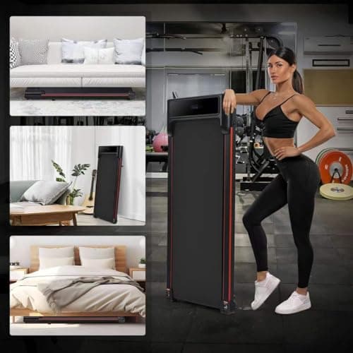 Under Desk Treadmill, Walking Pad 300 lb Capacity, Desk Treadmill for Home Office, 2.5HP Low Noise Walking Treadmill Pad with Remote Control, Portable Treadmill for Home Office (Red) 5