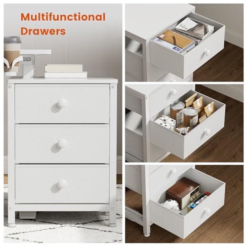 REAHOME Electric Standing Desk with Drawers, 47 x 24 Inches Height Adjustable Sit Stand Desk with Storage, 3 Memory Preset Home Office Computer Table, Printer Cabinet, 2 Hooks, Cable Management, White 7