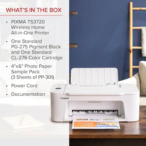 Canon PIXMA TS3720 Wireless All-in-One Printer for Basic Home Printing, White 8