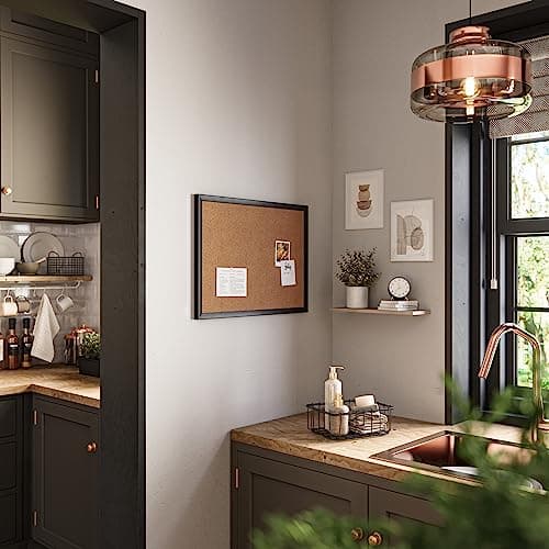 U Brands Cork Bulletin Board, 17" x 23", Black Wood Frame 6