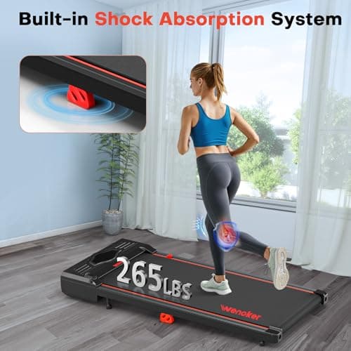 Walking Pad Treadmill, WENOKER Under Desk Tread Mill, Portable Tread Mill for Home Office, Compact Quiet Desk Tread Mill, Jogging Running Machine with Remote Control & LED Display, Installation Free 5