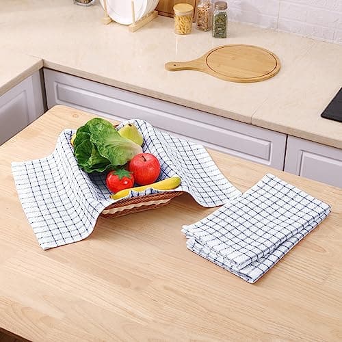 Fintale 100% Cotton Waffle Weave Kitchen Towels, 15 x 25 Inches, Super Soft and Absorbent Dish Towels for Drying Dishes, Quick Drying Hand Towels for Kitchen, 4-Pack, Navy Blue 7
