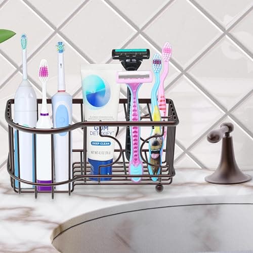 Simple Houseware Multi-Functional 6 Slots Toothbrush Holder, Bronze 6