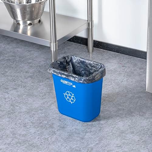 Restaurantware Rectangular Trash Can 1 Count Blue Plastic 13 Quart Wastebasket, Office Bin Space-Saving Heavy-Duty Blue Waste Bin for Indoor Office Kitchen, or Restroom Use 6