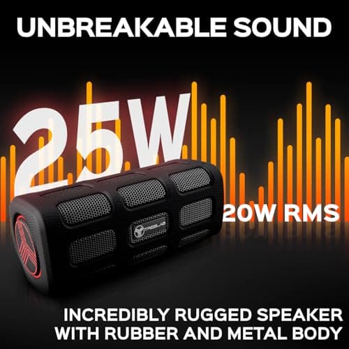 TREBLAB Ultra-Rugged Bluetooth Speaker, Durable Shockproof Body, Waterproof, 20W Portable Outdoor Stereo Speaker, 35H Battery, Wireless Power Bank for Hiking, Picnic, Pool, Camping, Jobsite, FX100 5