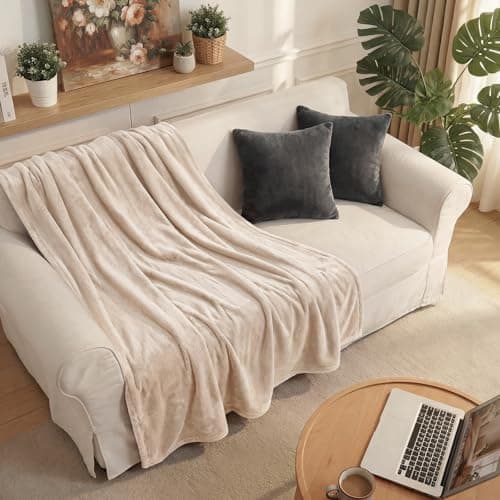 Westinghouse Heated Blanket, Electric Throw Blanket with 10 Heating Levels, 12 Hours Auto Off, Overheat Protection, Machine Washable, Flannel (Twin, 62x84 Inches, Beige) 5