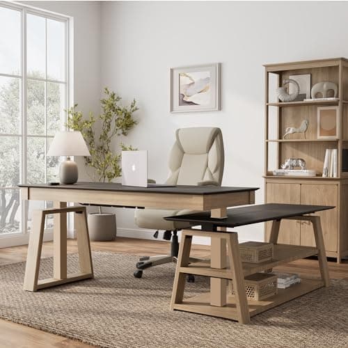 EUREKA ERGONOMIC Ark EX, 60x26 Executive Standing Desk,l Shaped Standing Desk,Adjustable Height Office Desk with Drawers,Computer Desk with Storage Drawers, Modern Executive Home Office Desk 6