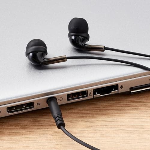 Amazon Basics Wired Earbuds with Microphone, In-Ear Headphones, 3.5mm Jack, High Definition Sound, Secure Fit, 4.2 ft Cable, S/M/L Ear Tips, Black 6