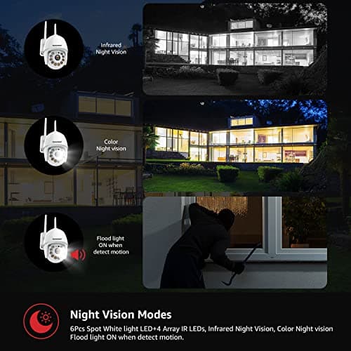 BOAVISION 2K Security Camera Outdoor, Wireless WiFi IP Camera Home Security System 360° View,Motion Detection, auto Tracking,Two Way Talk, pan Tile Full Color Night Vision 5G/2.4G WiFi 5