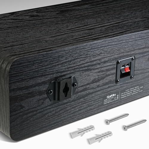 Saiyin Center Channel Speaker with Dual 3.5-Inch Woofers and Horn Tweeter, for Desktop Stereo or Home Theater Surround Sound, Requires a Separate Amplifier or Receiver, Wall Mountable, Single 5