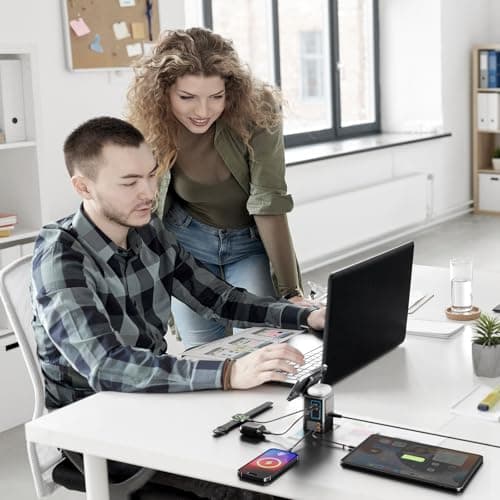 6-in-1 Charging Station for Apple 105W, Magnetic Wireless Charger with 65W Retractable Cable, Wireless Charger Stand, Fast Charging Stand Dock for MagSafe, iPhone17-13 Series, AirPods, Laptops 9