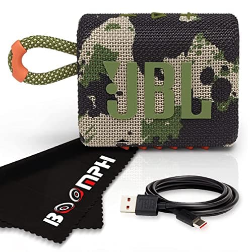 JBL Go 3 Portable Bluetooth Wireless Speaker, IP67 Waterproof and Dustproof Built-in Battery - Squad - Boomph's Comprehensive Ultimate Performance Cloth Solution for Your On-The-Go Sound Experience