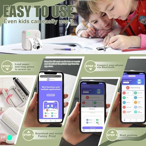 KEEPHOPE Label Maker Machine with 6 Waterproof Tapes, Thermal Label Maker, Portable Mini Bluetooth Label Printer with Clear Tape for Home, Kitchen, School, Office Organization 7