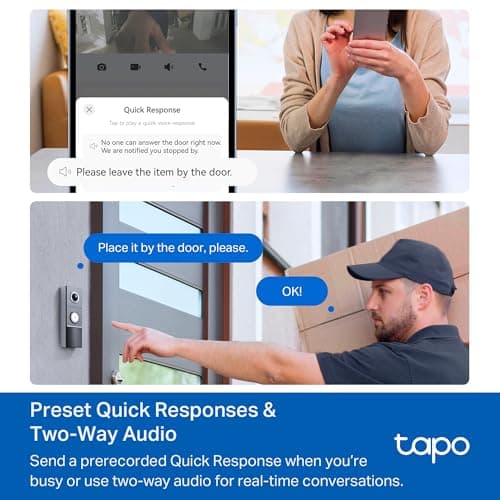 Tapo 2K+ Wired or Battery Powered Smart Video Doorbell with Chime - 180° Field of View, Person/Vehicle/Package Detection, Ring Call, 2-Way Audio, Subscription-Free Local Storage or Optional Cloud,D225 10
