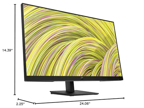 HP 27" FHD IPS (1920x1080) Monitor, 75 Hz Display, 1 HDMI 1.4, 1 Display Port 1.2, 1 VGA, Anti-Glare, Flicker-Free, Ideal for Office Work, Black. Bundle with Docztorm Hub 10