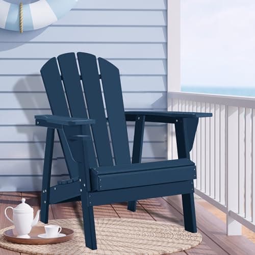 Restcozi Adirondack Chairs, HDPE All-Weather Adirondack Chair, Fire Pit Chairs (Classic, Navy Blue) 6