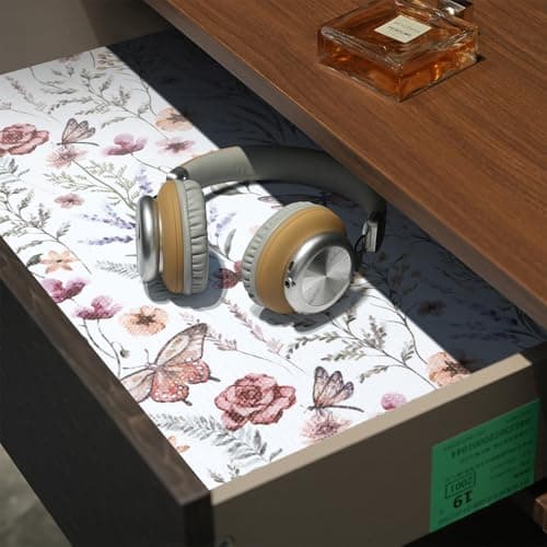 Shelf and Drawer Liner for Kitchen Cabinets, Non-Adhesive and Strong Non-Slip Floral Shelf Cabinet Drawer Liners for Kitchen, Waterproof Cupboard Liners,Easy to Clean,12IN x 10FT 7