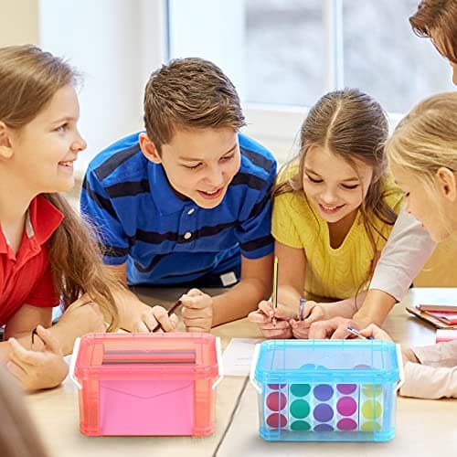 Patelai 3 Pcs Index Card Box 3 x 5 Inch Flash Note Card Holder Recipe Study Colored Storage Organizer for Office Teacher Gift(Yellow, Blue, Pink) 6