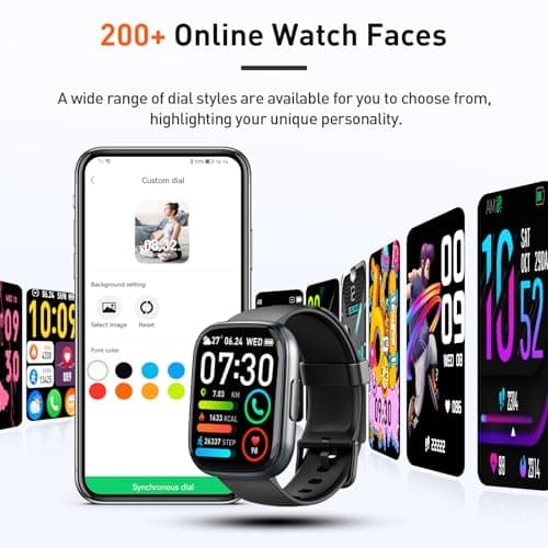 2025 Smart Watch for Men Women, 1.95" HD Touchscreen Fitness Tracker with Bluetooth Calling, Fitness Watch with 110+ Sports Modes/Heart Rate/Sleep Monitor, IP68 Waterproof Smartwatch for Android iOS 7