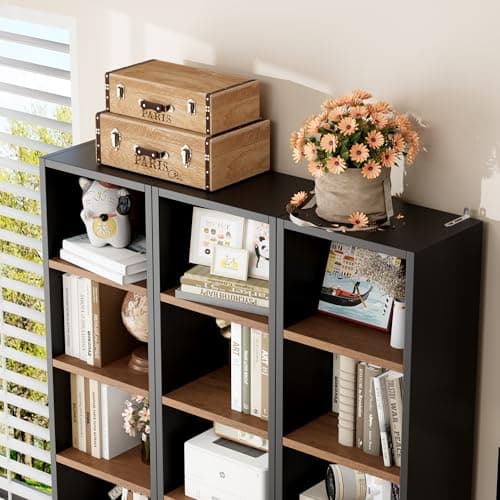 FOTOSOK 8-Tier Media Tower Rack, 11.6 X 9.3 X 71 Inches CD DVD Slim Storage Cabinet with Adjustable Shelves, Tall Narrow Bookcase Display Bookshelf for Home Office, Black/Brown 7