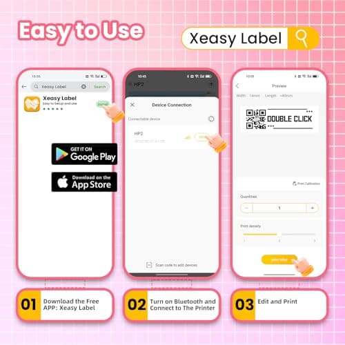 vretti Label Maker Machine with Tape, HP2 Portable Bluetooth Label Printer for Storage, Shipping, Barcode, Office, Home, Organizing Mini Sticker Label Maker with Multiple Templates 5