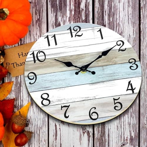 CHYLIN Wall Clock, Silent Non Ticking Battery Operated, Rustic Coastal Country Clock Decorative for Bathroom Kitchen Bedroom 8 7